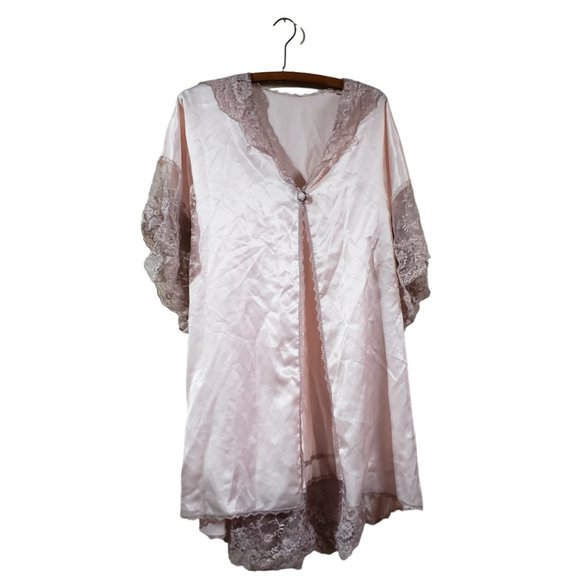 Rare vintage pink Colesce Couture two piece négligée set slip dressing gown - Picture 1 of 15